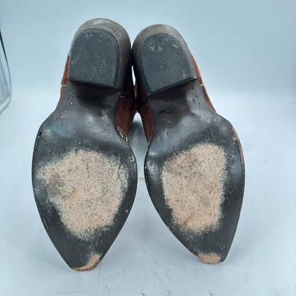 Lone Wolf Western Cowboy Boots Men’s 10B Brown Suede Studded Snip Toe Mexico - Picture 8 of 13